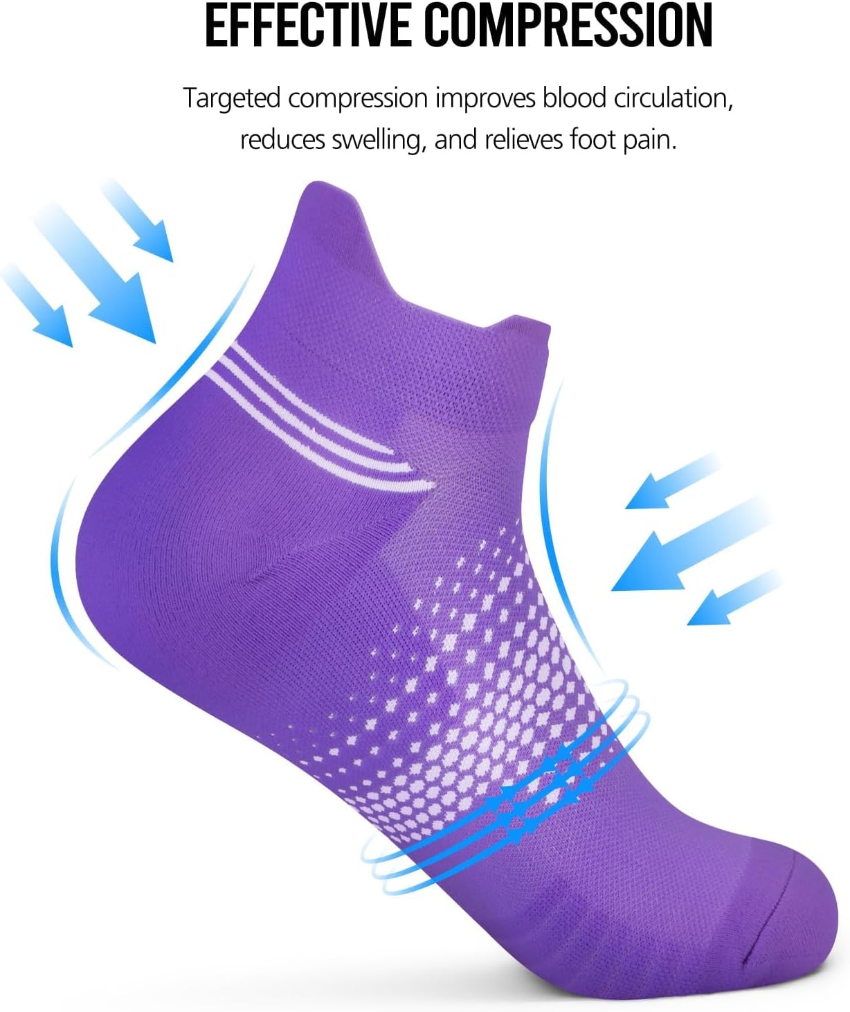 Detalle 2 de PAPLUS Ankle Compression Socks for Women (6 Pairs) – 8–15 mmHg Running Socks with Cushioned Sole