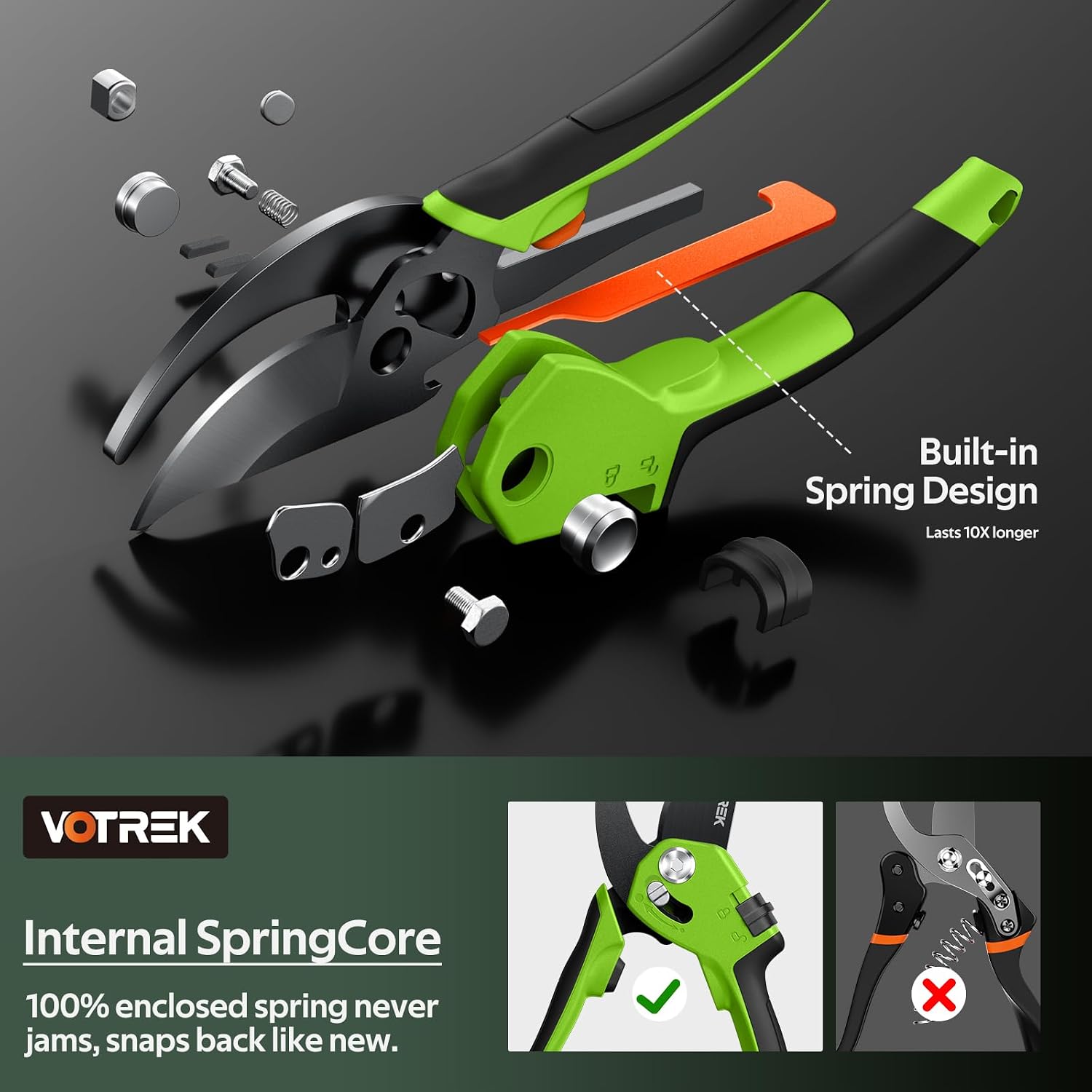 Thumbnail 6 de VOTREK VT-X850 Bypass Secateurs, Adjustable Grip, SK5 Steel Blade