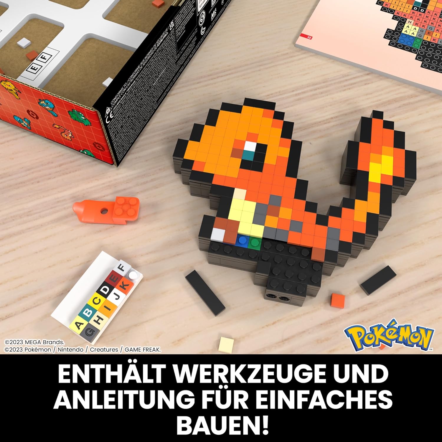 Thumbnail 4 de Mega Brands MEGA Pokémon Glumanda (Charmander) – zusammenbaubare Figur im Retro-Pixel-Look, HTH76