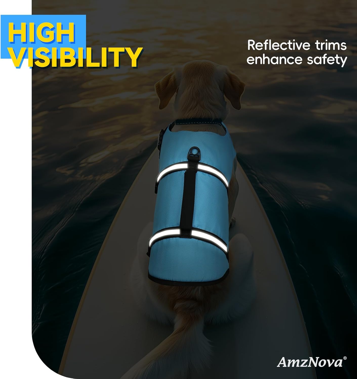 Thumbnail 3 de AMZNOVA Rip Stop Hundeschwimmweste für Bootfahren (Rettungsweste), XS, Blau