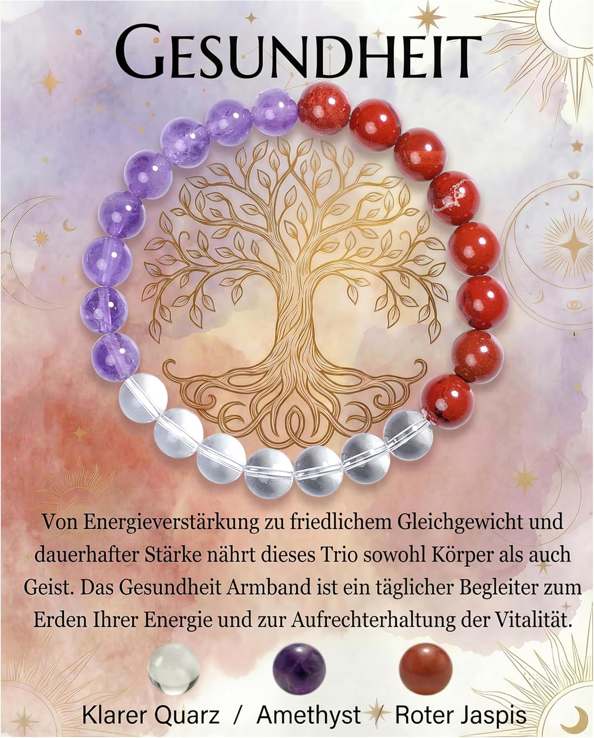Detalle de Bivei Armband Stärkendes Kristall-Heilungsarmband 8 mm – Dehnbares Perlenarmband für Damen & Herren