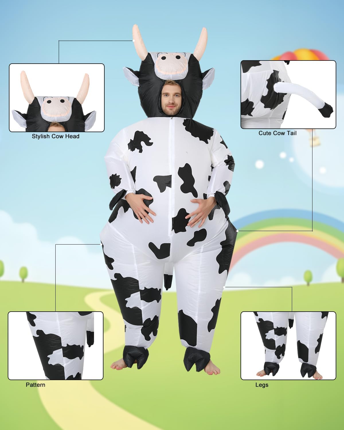 Thumbnail 1 de FXICH aufblasbares Kostüm für Erwachsene – Kuh-Kostüm (Halloween & Feiern) aus 100% Polyester