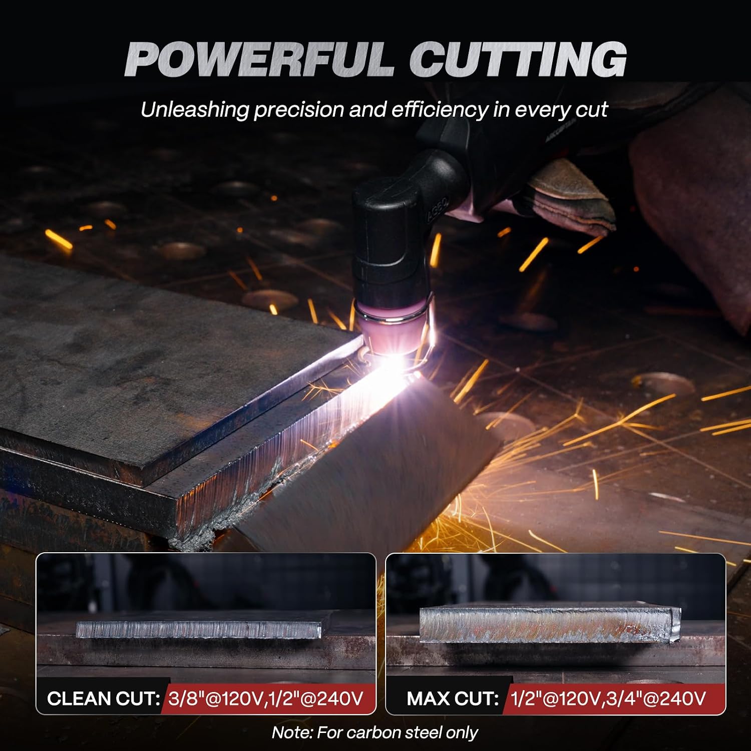 Detalle de ARCCAPTAIN Cut 55-LED Plasma Cutter, 55A Dual Voltage, Non-Touch Pilot Arc