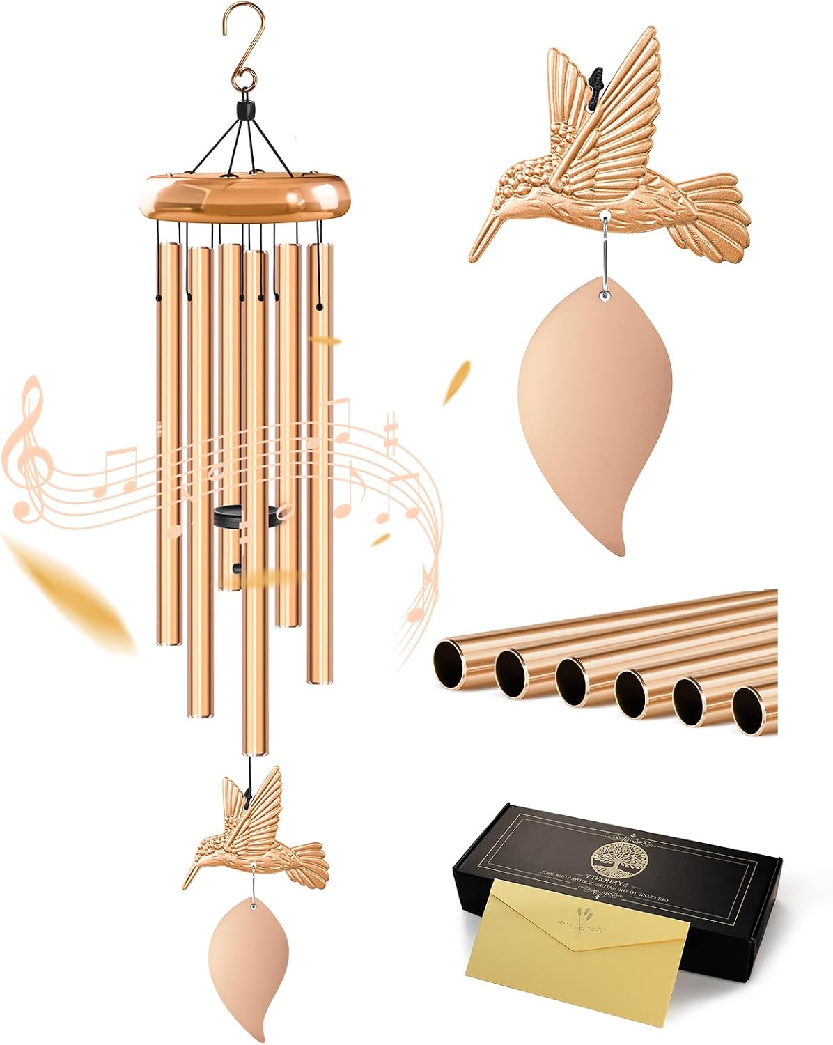 Detalle de Synhonty 01 Hummingbird Memorial Wind Chimes, Anodized Aluminum