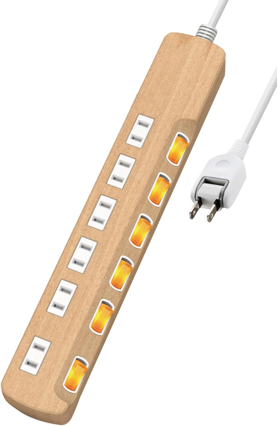 Detalle de エレコム ECT-1330O 電源タップ 6個口 3m 雷ガード・個別スイッチ付き オーク