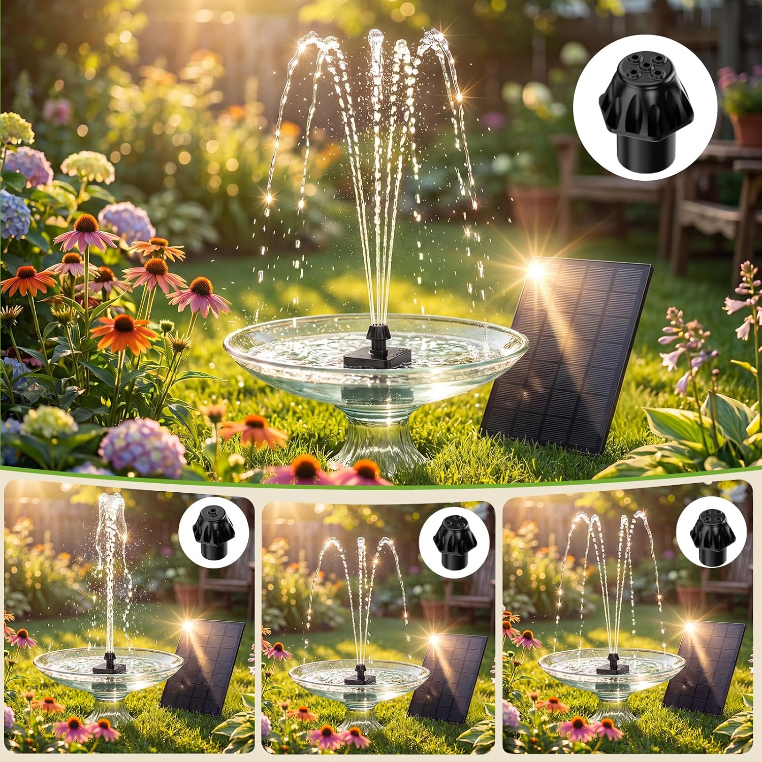 Detalle 2 de AISITIN 4W Solar Fountain Pump – High-Efficiency, Flexible DIY Water Feature