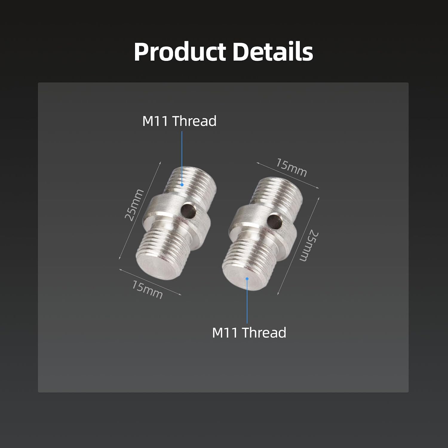 Detalle 2 de Nitze PD15B Stangenverbinder mit M11 Gewinde – 2er-Set für 15 mm Aluminium-/Carbon-Stangen