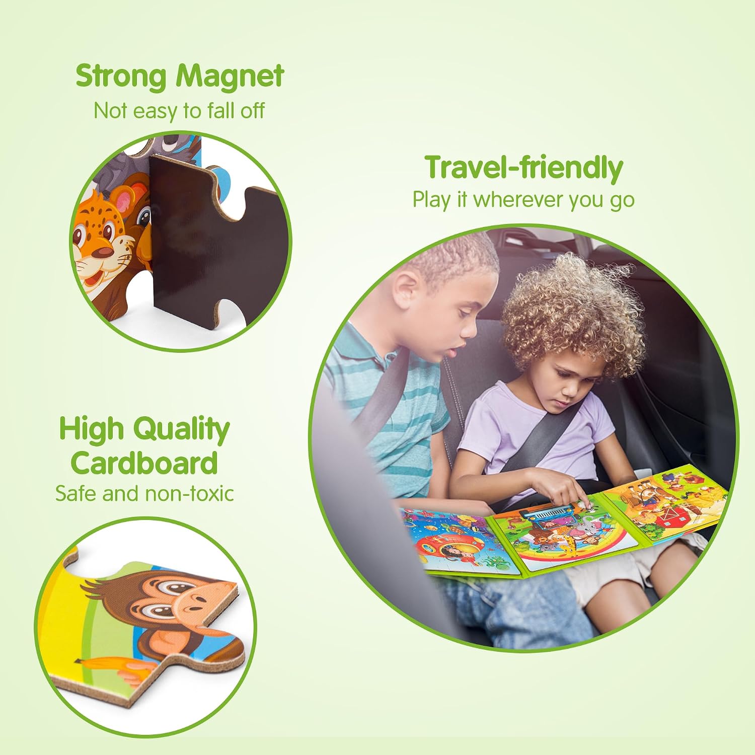 Detalle de SYNARRY Magnetic Puzzles for Kids aged 3-5: 20-Piece Animal Scenes Magnetic Puzzles for Travel