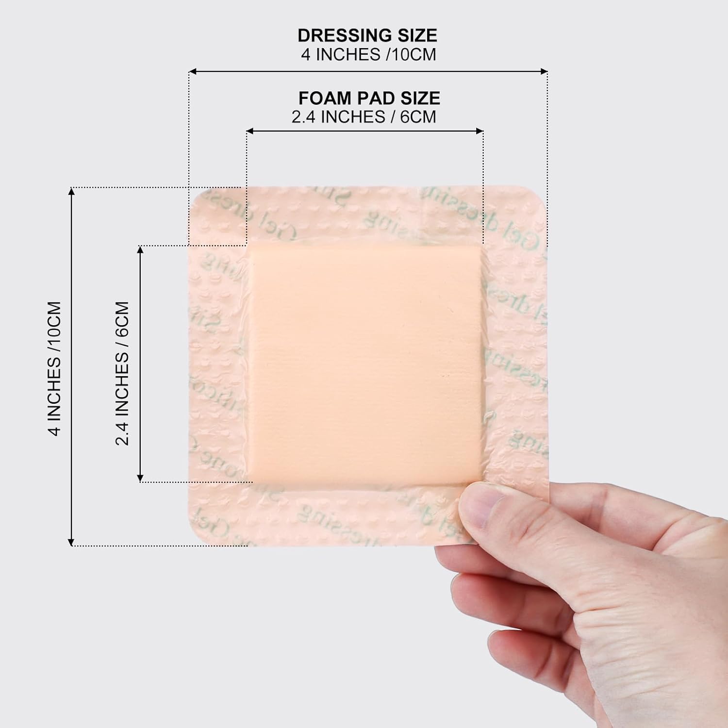 Thumbnail 6 de 20-Pack 4x4 Silicone Foam Dressings with Gentle Border (Waterproof, Self-Adhesive)