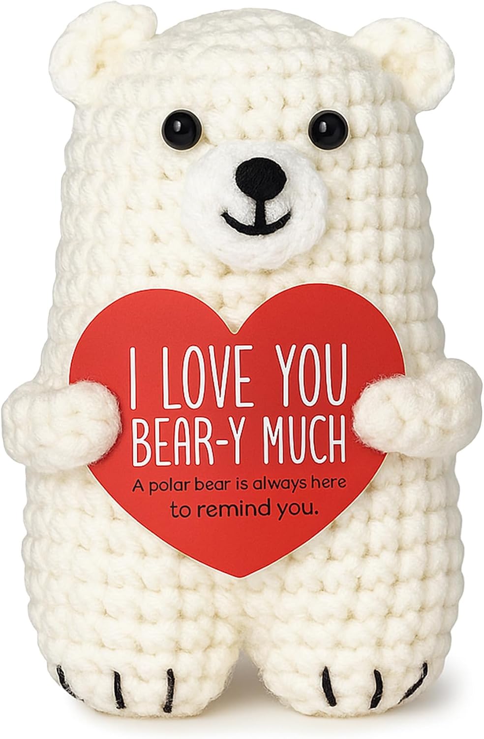 Thumbnail 6 de ALUNME Positive Bear with Love Heart: Handmade crochet plush with a comforting hug