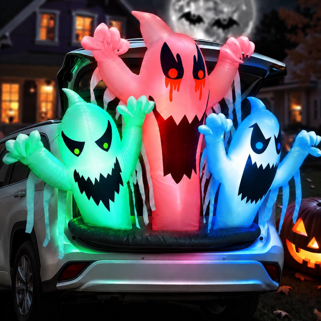 Detalle de Dusor 11 5-ft Inflatable Ghost Halloween Decoration Kit with Color-Changing LEDs