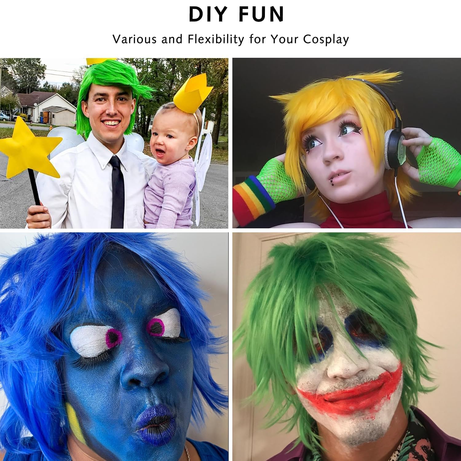 Thumbnail 5 de Luxiremi Cosplay Perücke Blond, gerade, kurz und gestuft – synthetisch für Halloween & Karneval