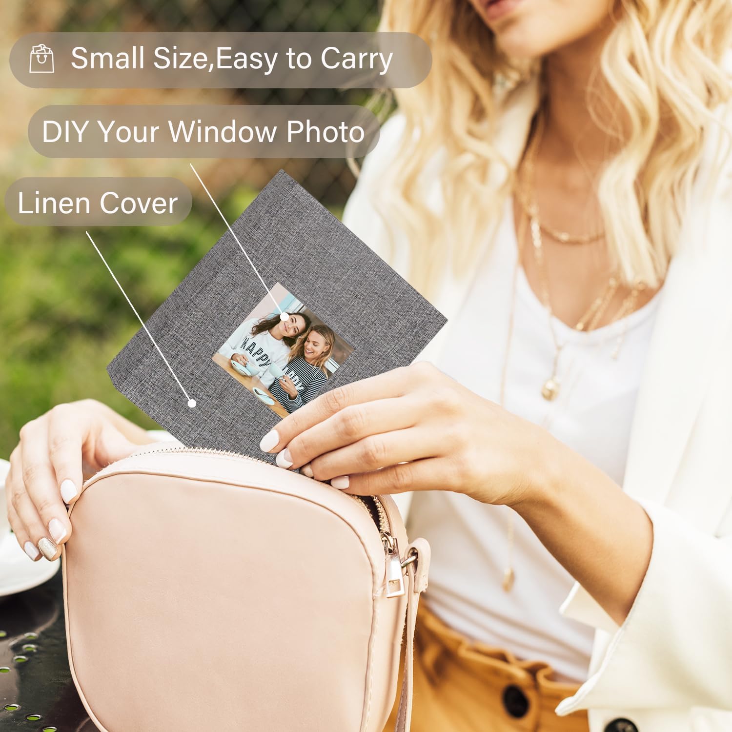 Thumbnail 5 de Miaikoe Small Photo Album 6x4 (2 Packs) – Linen, Top Loading, 50 Pockets per Album, Holds 100 Photos (Grey) – Ideal for Family, Weddings and Baby Memories