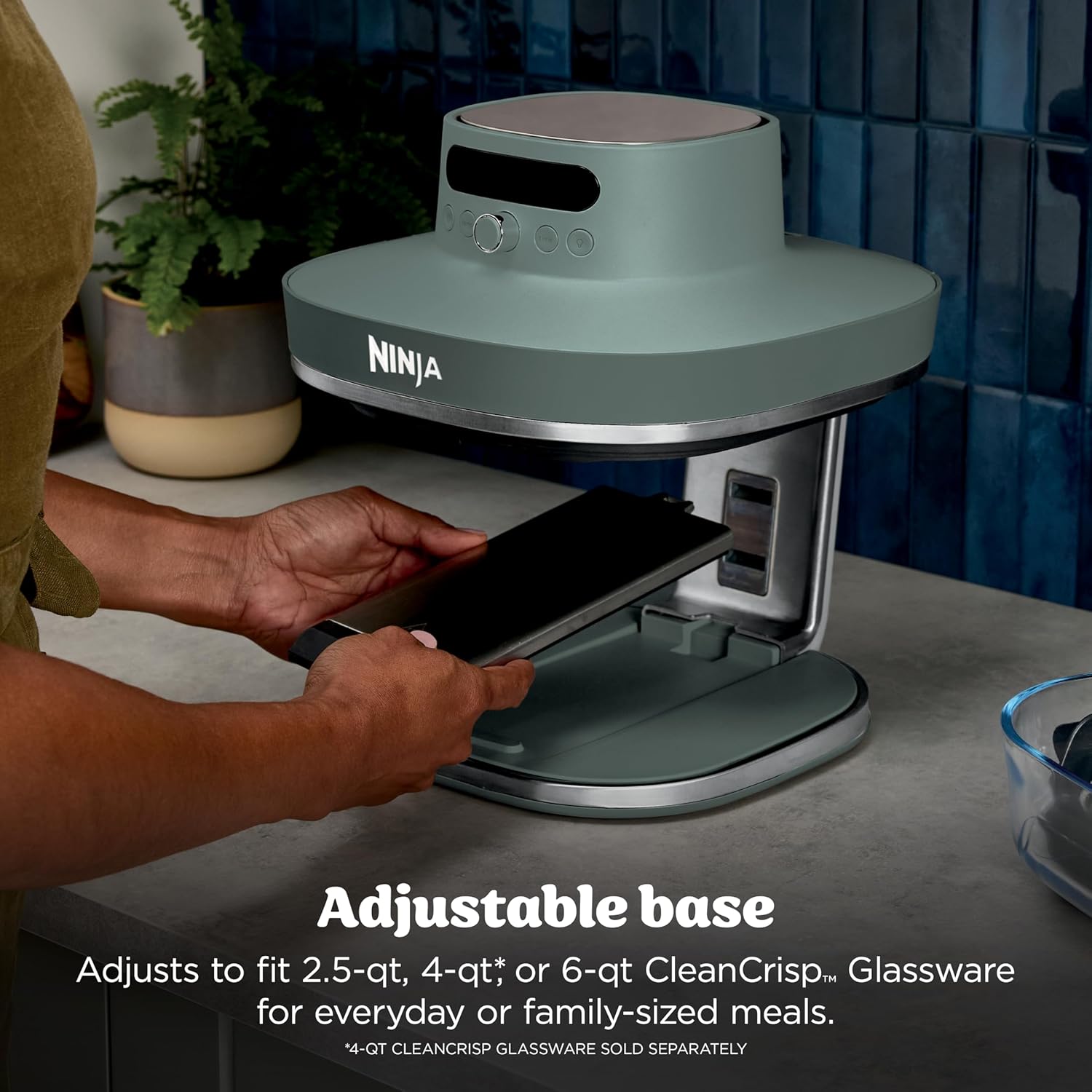 Detalle de Ninja AS101CDG Crispi Pro Glass Air Fryer, 6-in-1, 1800W, Ash Grey