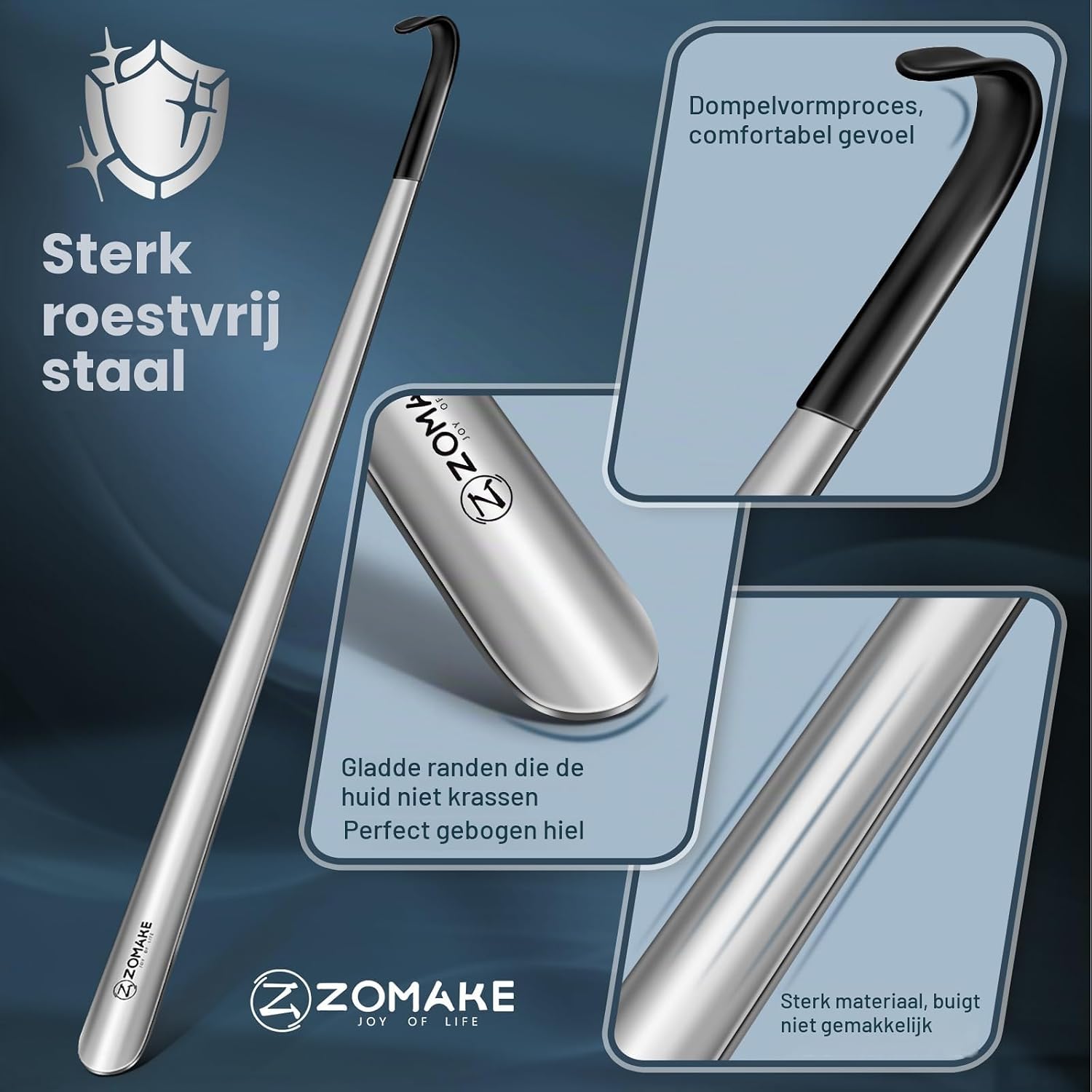 Thumbnail 2 de ZOMAKE ZM0042A lange metalen schoenlepel van roestvrij staal, 80 cm
