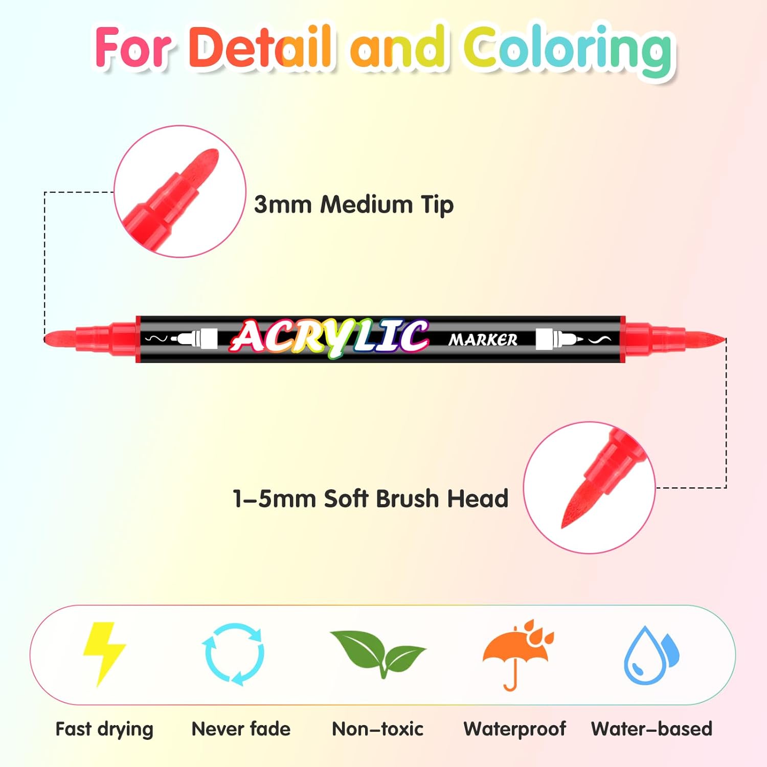 Thumbnail 2 de Sanyetral 60 Colors Acrylic Paint Pens: Versatile Dual-Tip Markers for Crafting