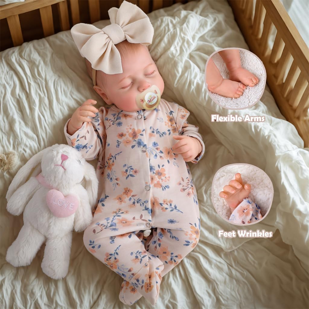 Thumbnail 1 de JIZHI 17 Inch Reborn Doll (Soft Body) with Clothes & Accessories – Yellow Floral