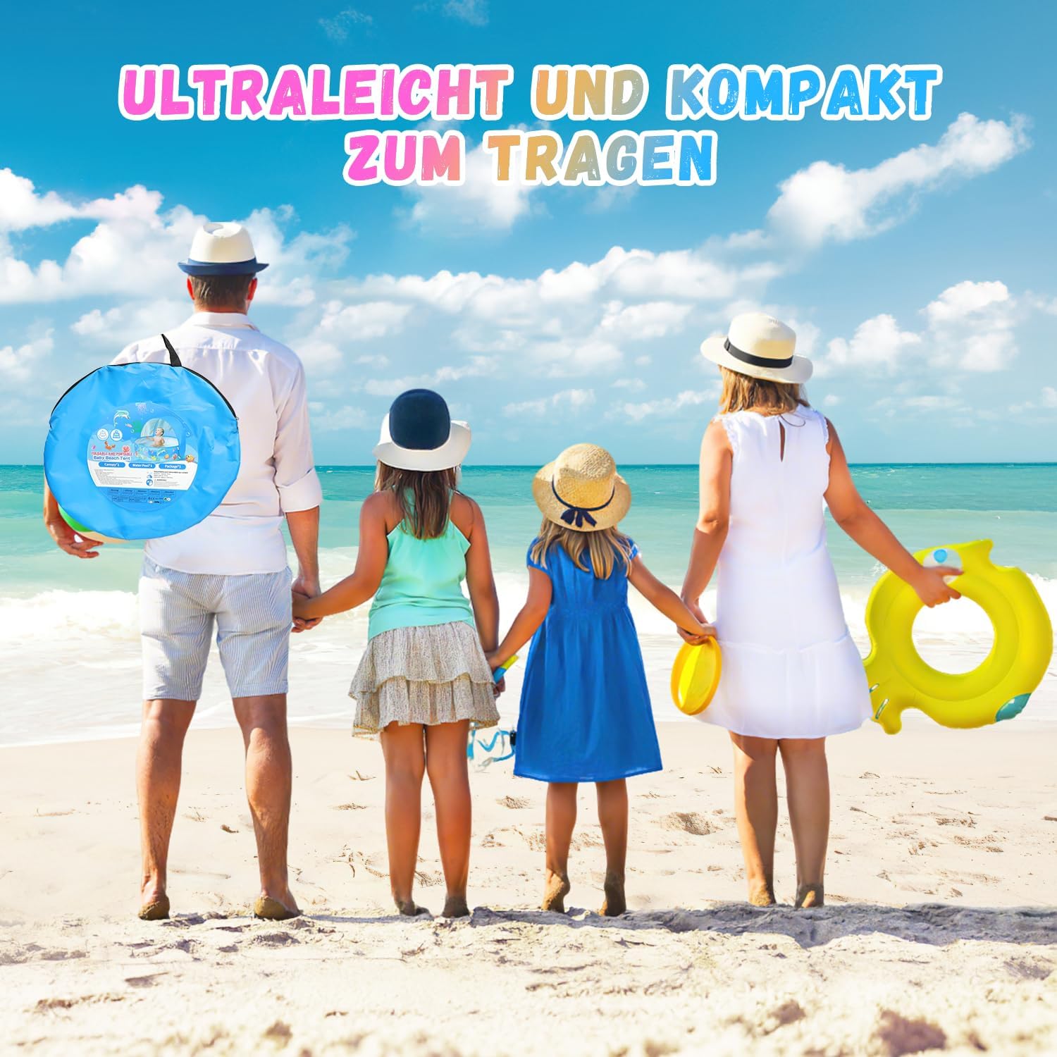 Thumbnail 4 de Baby Planschbecken mit Dach – 4-in-1 Pop-Up Strandmuschel für sicheren Wasserspaß und Sonnenschutz