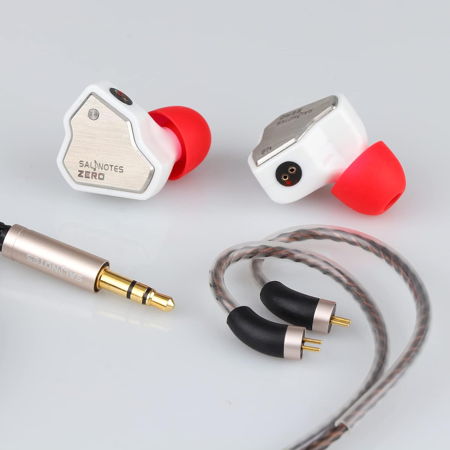 Detalle de Linsoul 7Hz Salnotes Zero HiFi 10mm Dynamic Driver IEM (White) — detachable 2Pin OFC cable, no mic