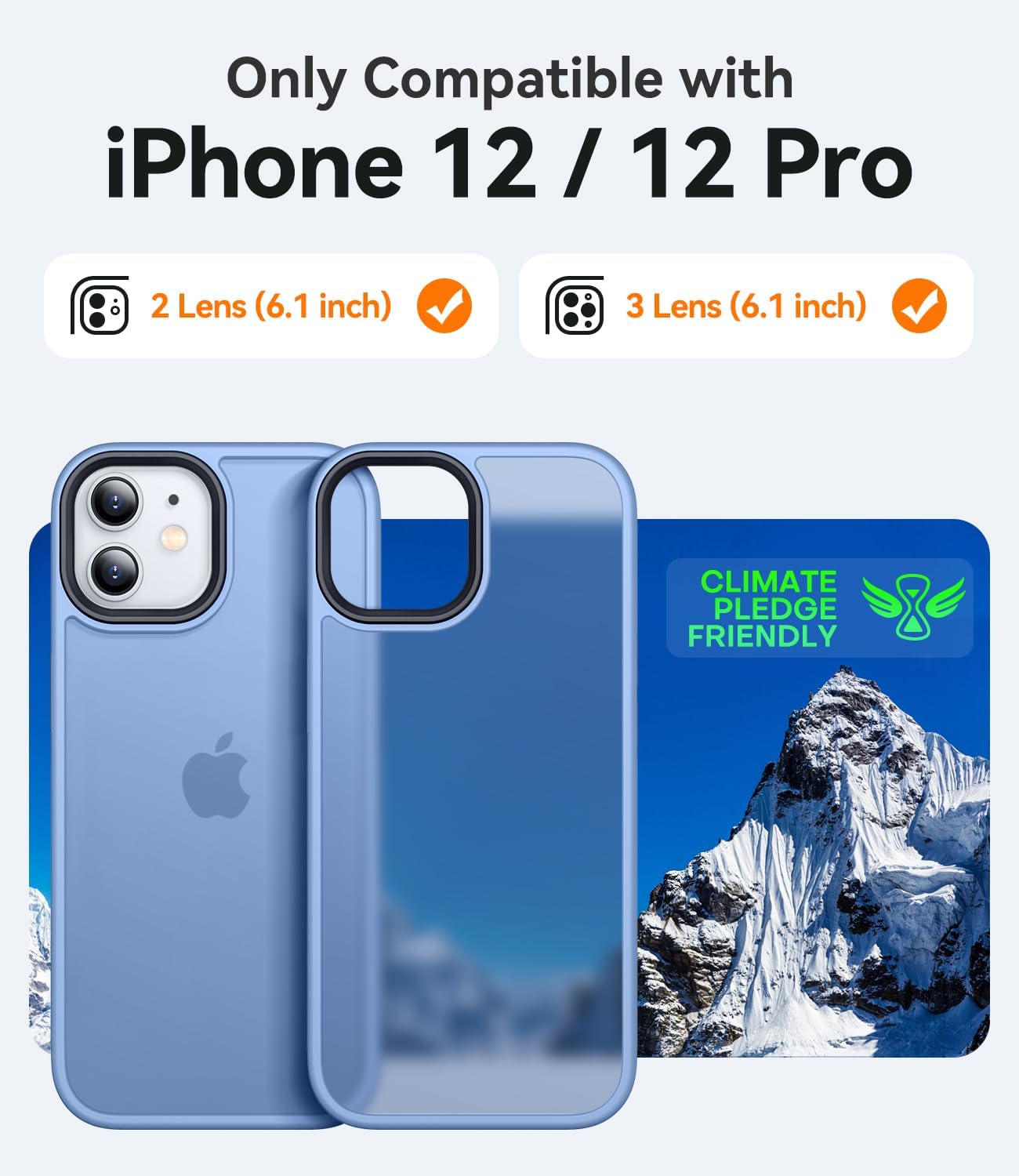 Detalle de CANSHN Cover Opaca per iPhone 12/12 Pro (6,1') – Protezione sottile in blu chiaro con bordo antiurto