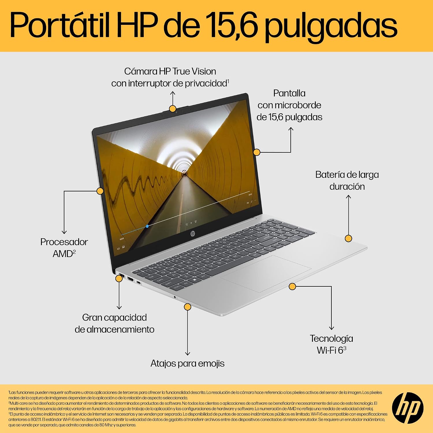 Detalle 2 de HP 15-fc0243ns - Portátil FHD AMD Ryzen 7, 32GB RAM, SSD 1TB