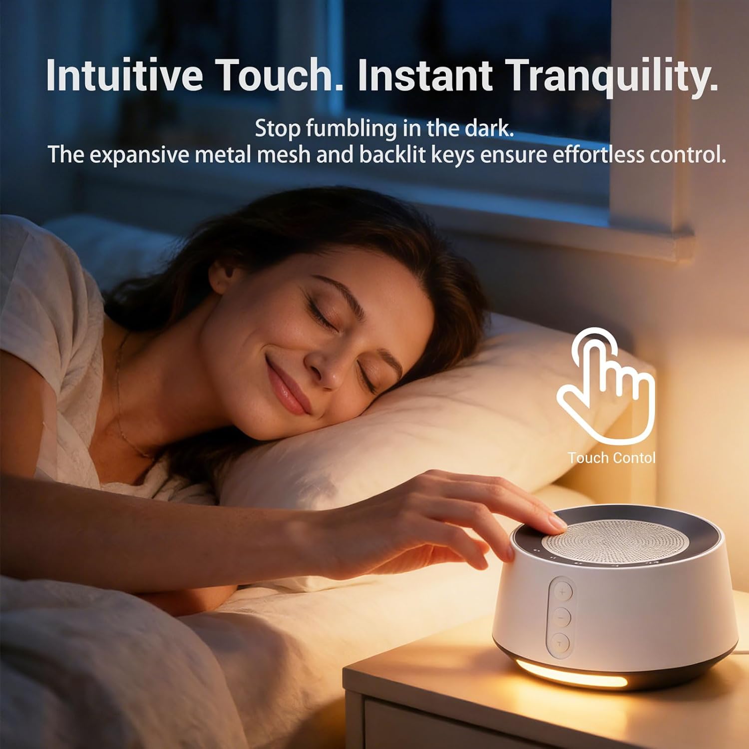 Detalle de BGOVERSS White Noise Sound Machine with 20 Sounds, 10 Night Light Colors, and Memory