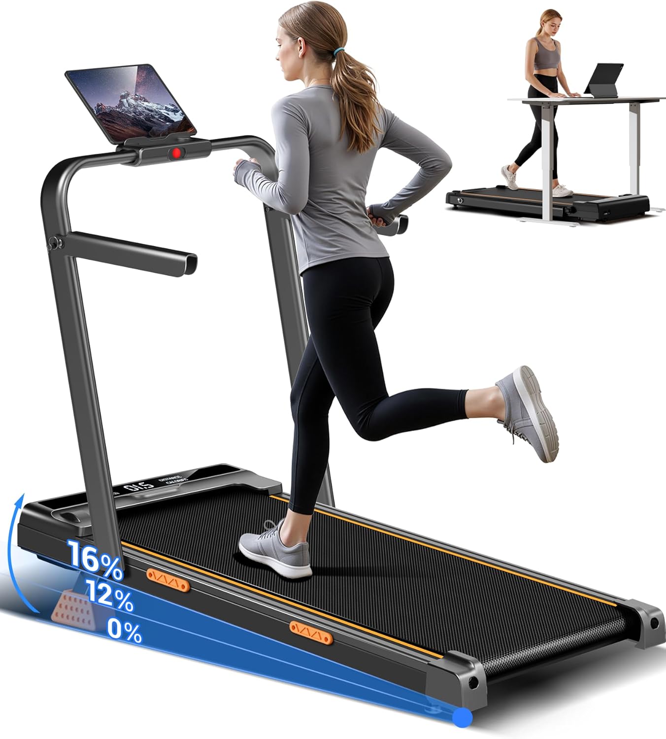 UMAY Tapis Roulant Elettrico Pieghevole 10 km/h, 3,0 CV