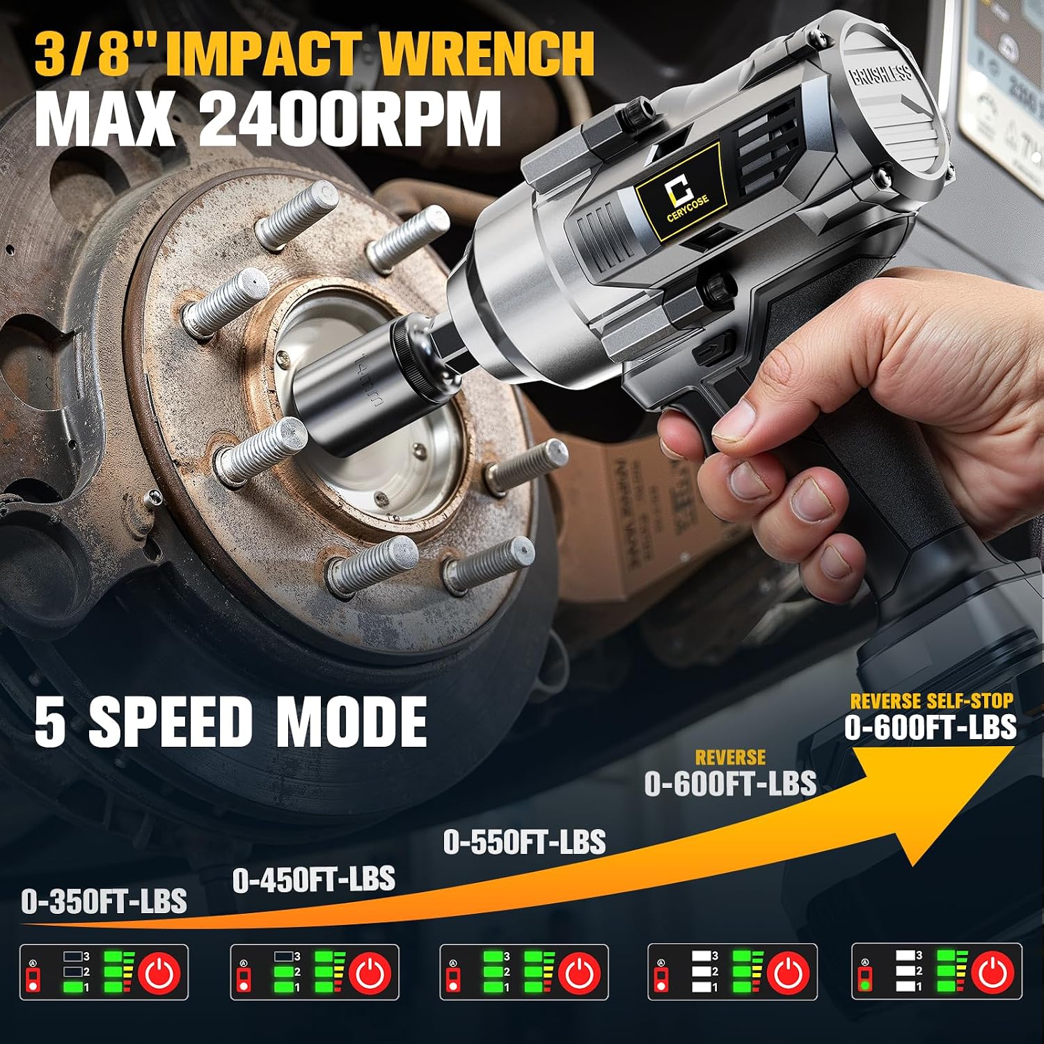Detalle 2 de Cerycose Cordless Impact Wrench 600 Ft-lbs
