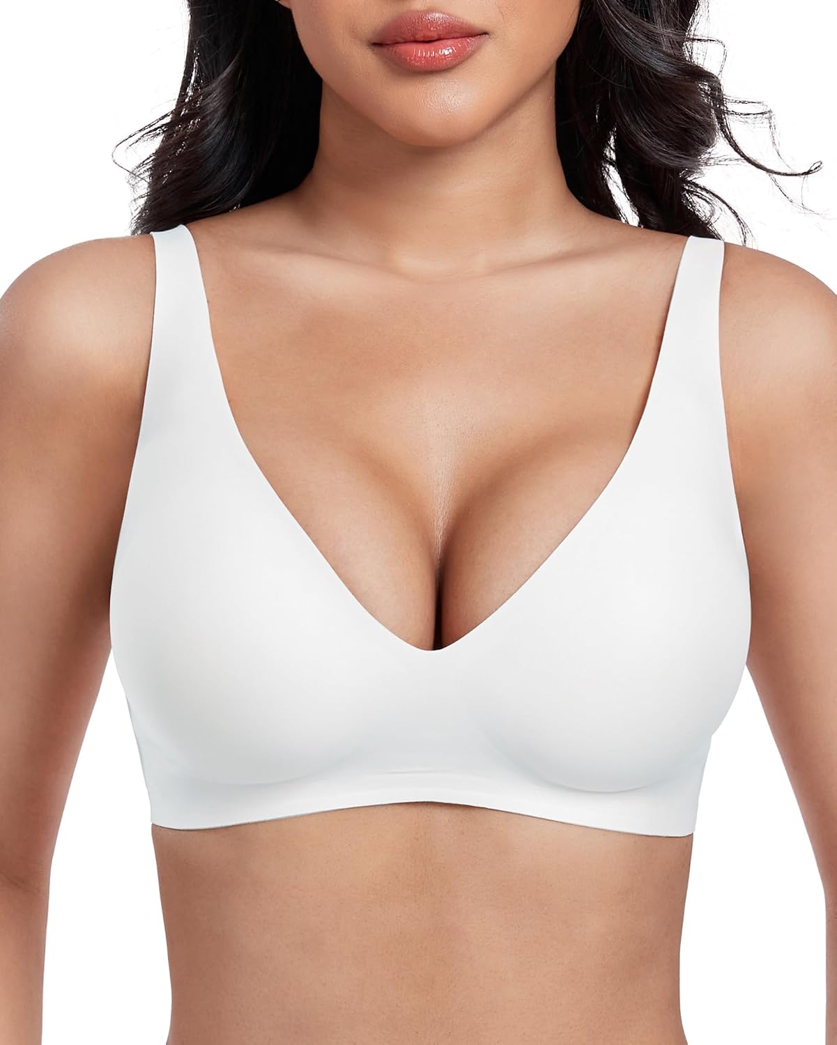 Detalle de GXOULRRA Jelly Bra Wireless Plunge Bralette, Deep V-Neck and Back Smoothing