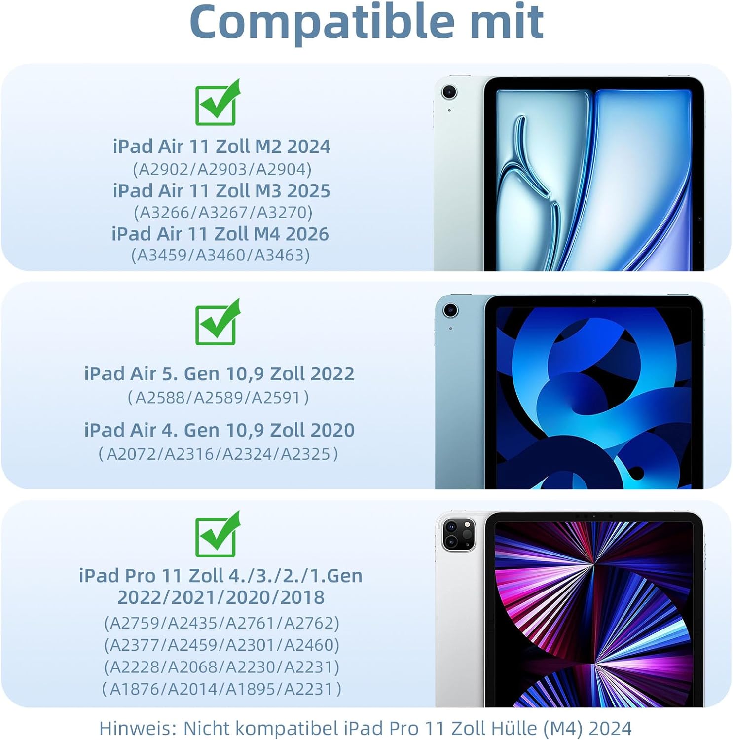 Thumbnail 1 de DriveGo 360° drehbare Hülle für iPad Air 11 Zoll und iPad Pro 11 Zoll – Transparent-Rückseite, Stifthalter, Hell Blau