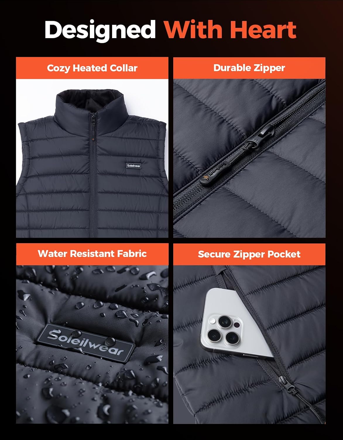 Thumbnail 4 de Soleilwear Women’s Heated Vest with 9 Heated Zones and Rechargeable Battery