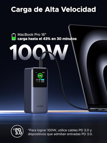 Detalle 2 de UGREEN Nexode Power Bank 20000mAh 130W ⚡ Cargador Portátil