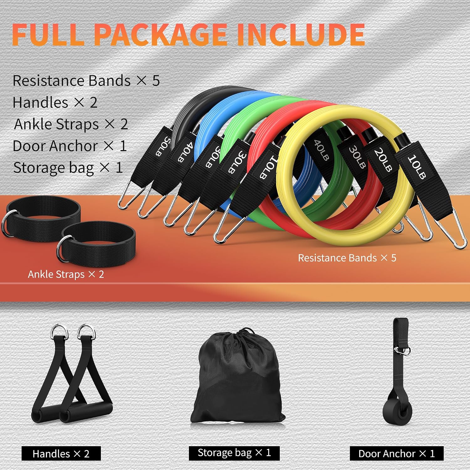 Thumbnail 6 de Qultivo 150LBS pink carry bag Resistance Bands with Handles, Stackable 5-Level Set