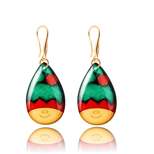 Detalle de Mignon Boucles d'Oreilles Pendantes Dragon Porter - Collection Nouvel An (Elf Vert Rouge Jaune)