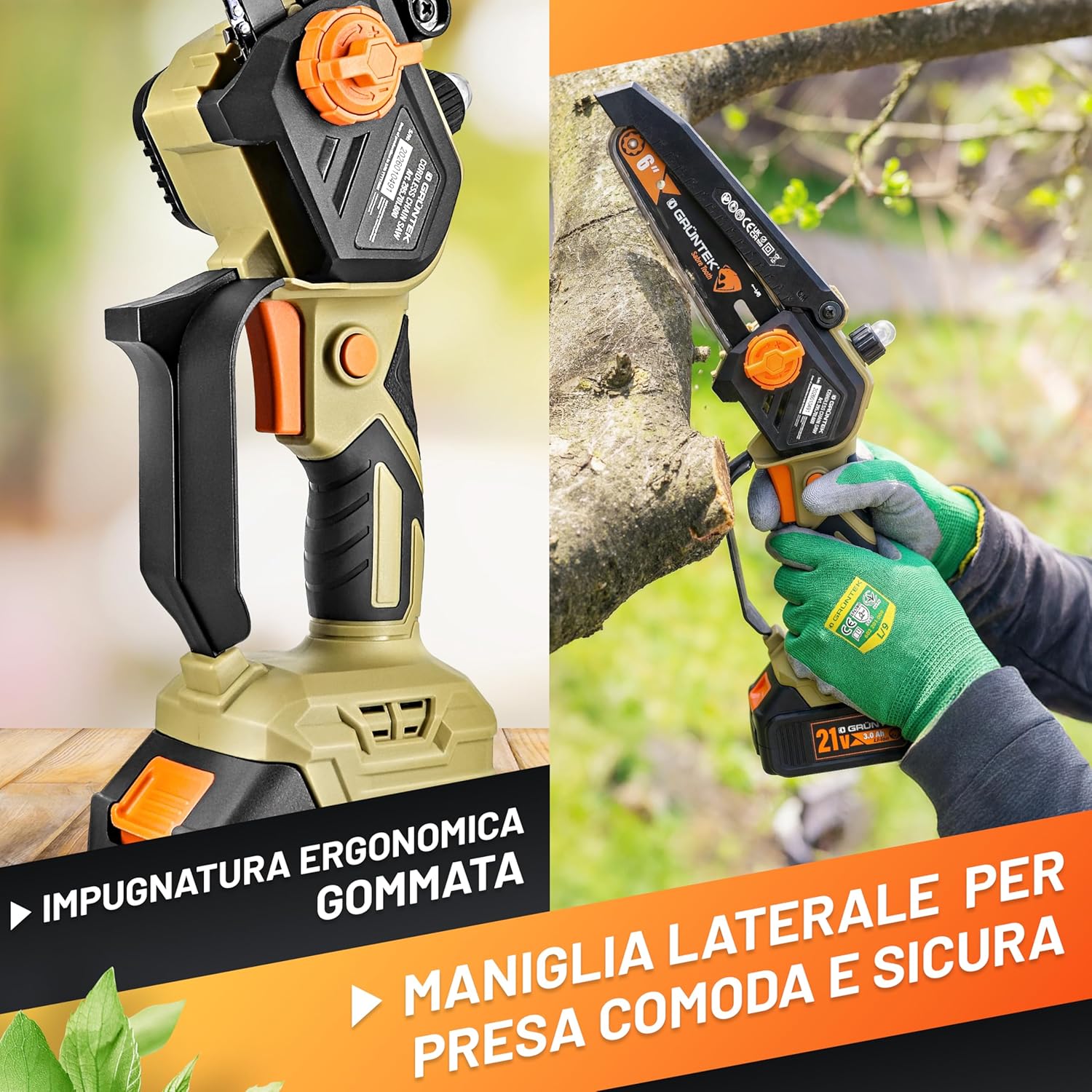 Thumbnail 2 de GRÜNTEK Mini Motosega a Batteria 700W Sabre Tooth: potenza senza cavi per potature precise