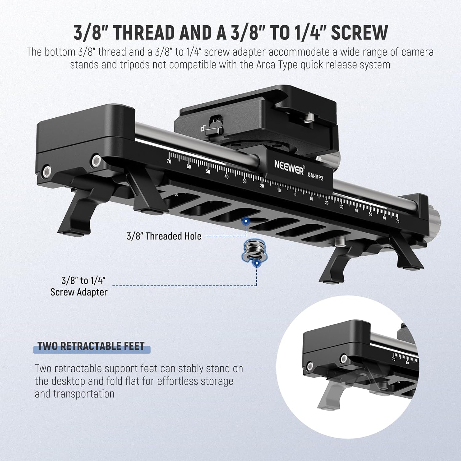 Thumbnail 5 de NEEWER GM-MP2 140mm Macro Focusing Rail with 360° Rotation and Arca-Type QR Plate