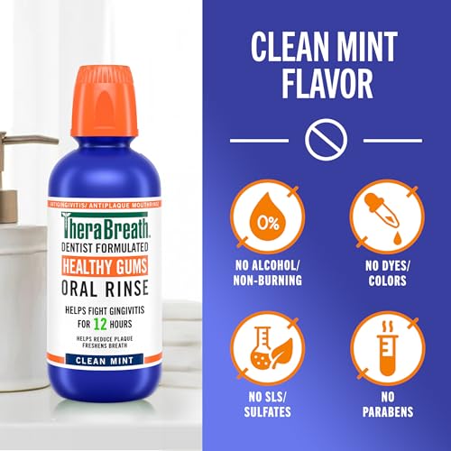 Detalle de TheraBreath Healthy Gums Oral Rinse (Clean Mint) – 2 x 16 oz, Alcohol-Free