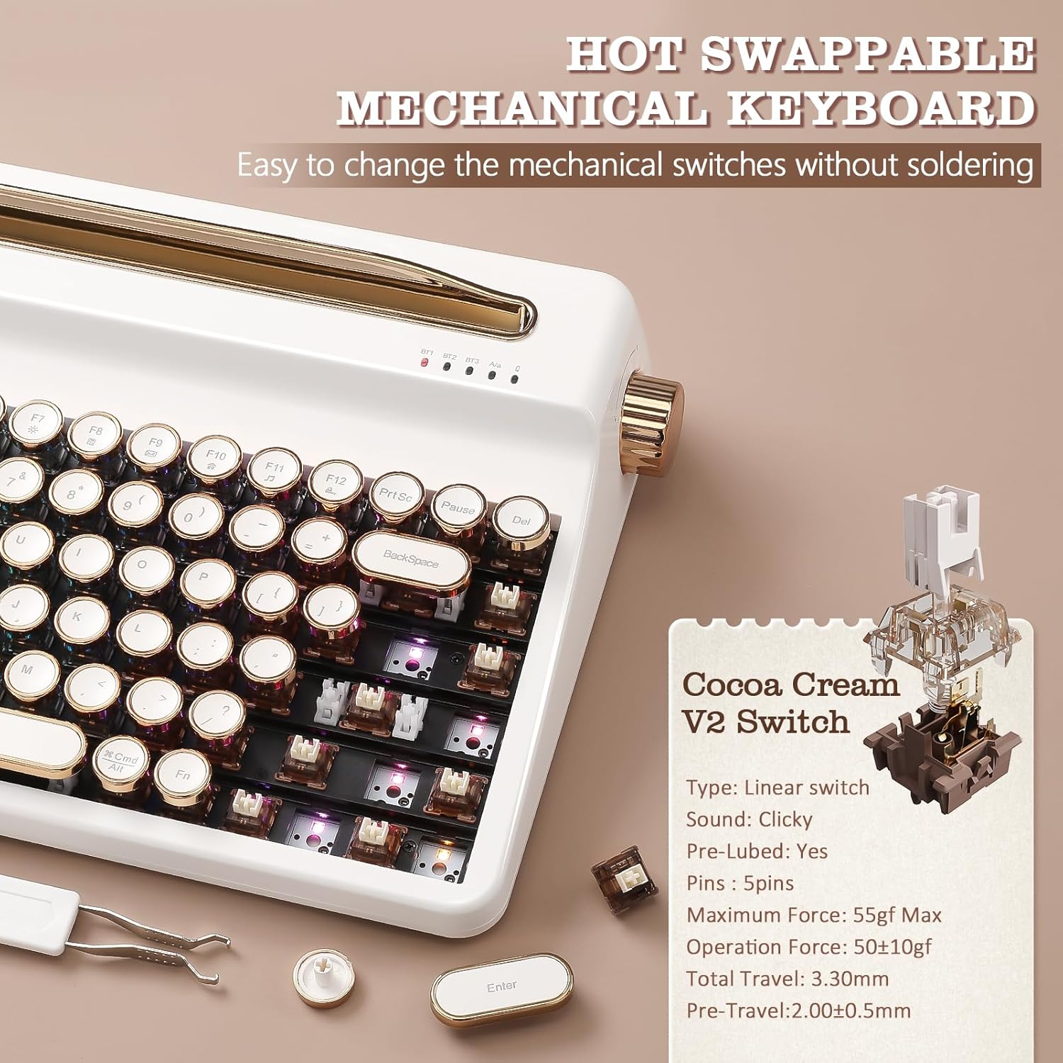 Thumbnail 4 de YUNZII QL75 Retro Mechanical Keyboard 2.4GHz