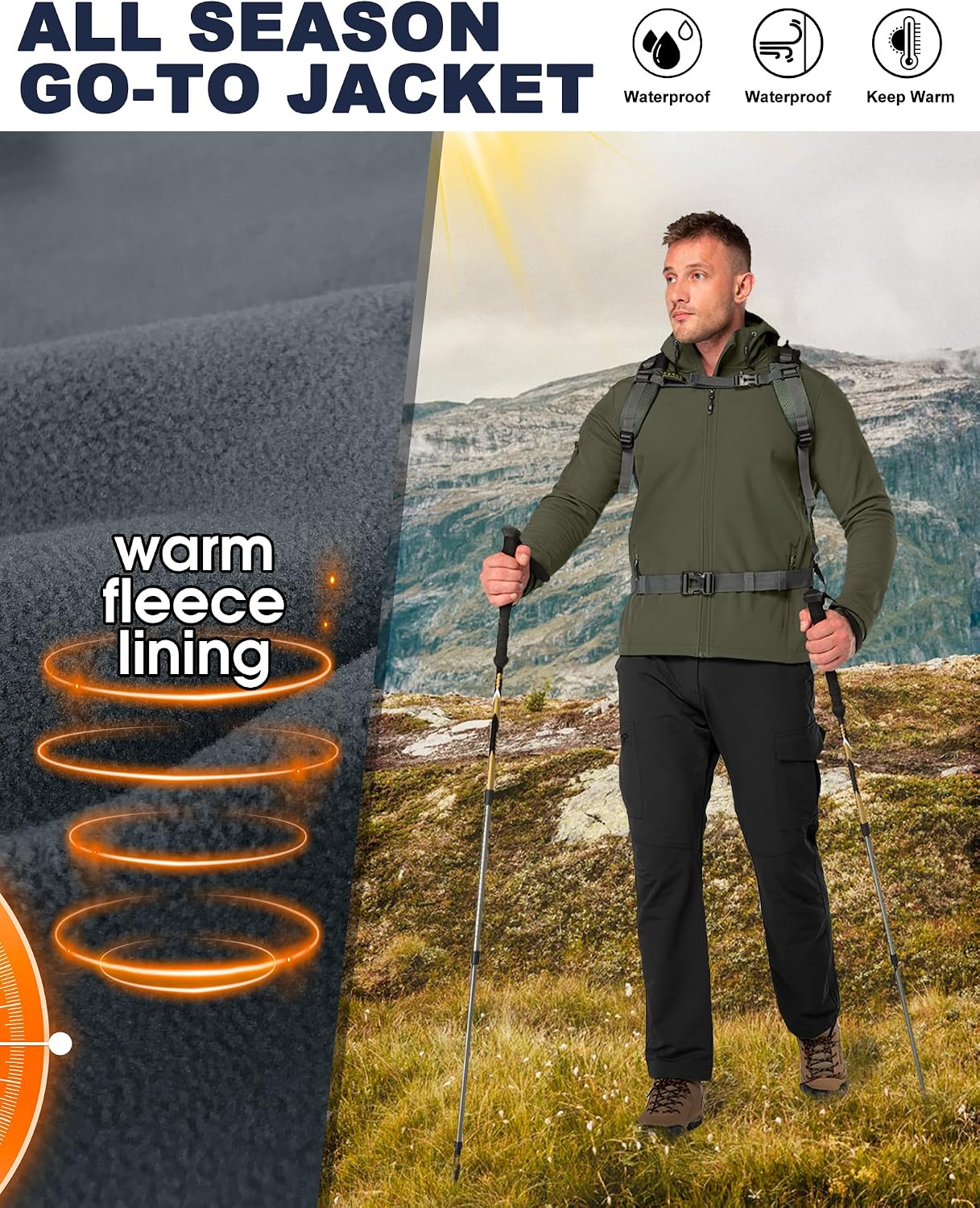 Detalle 2 de 33,000ft Herren Softshelljacke – wasserdicht, atmungsaktiv, mit Kapuze
