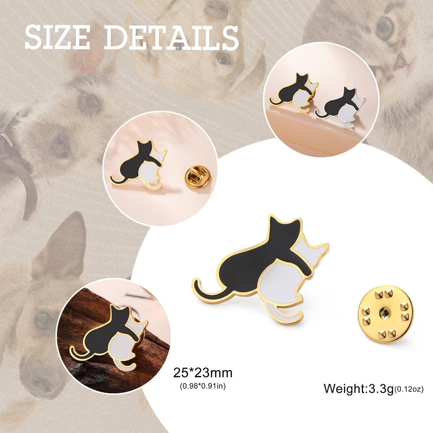 Thumbnail 4 de Dreamtimes Katzenbrosche & Hundebrosche als Anstecknadel aus Edelstahl – Motiv Katze und Hund kuscheln