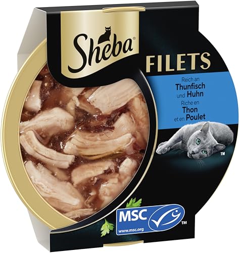 Detalle de SHEBA Filets Adult Katzenfutter in Sauce mit Huhn und Thunfisch – 16x60 g Schale