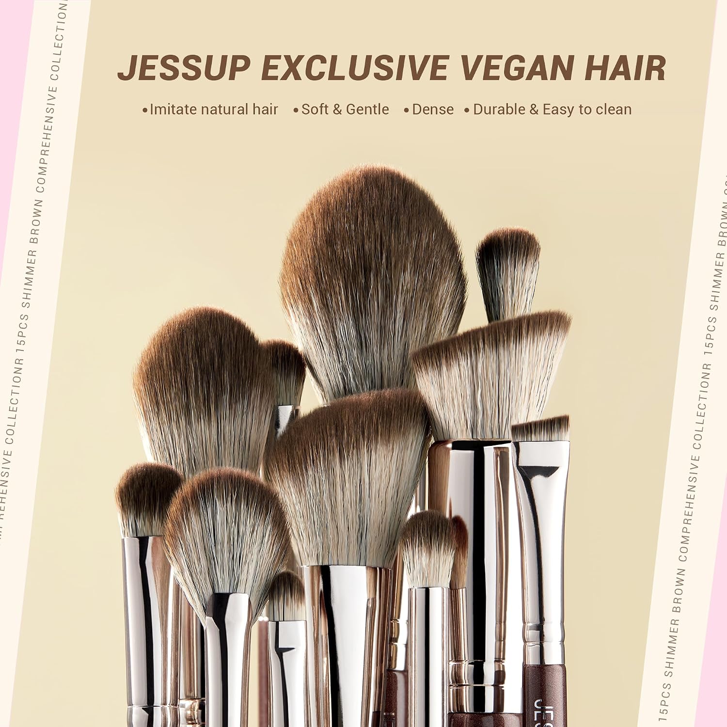 Thumbnail 1 de Jessup set de 15 pinceaux de maquillage marron (T498) : teint, yeux et finitions