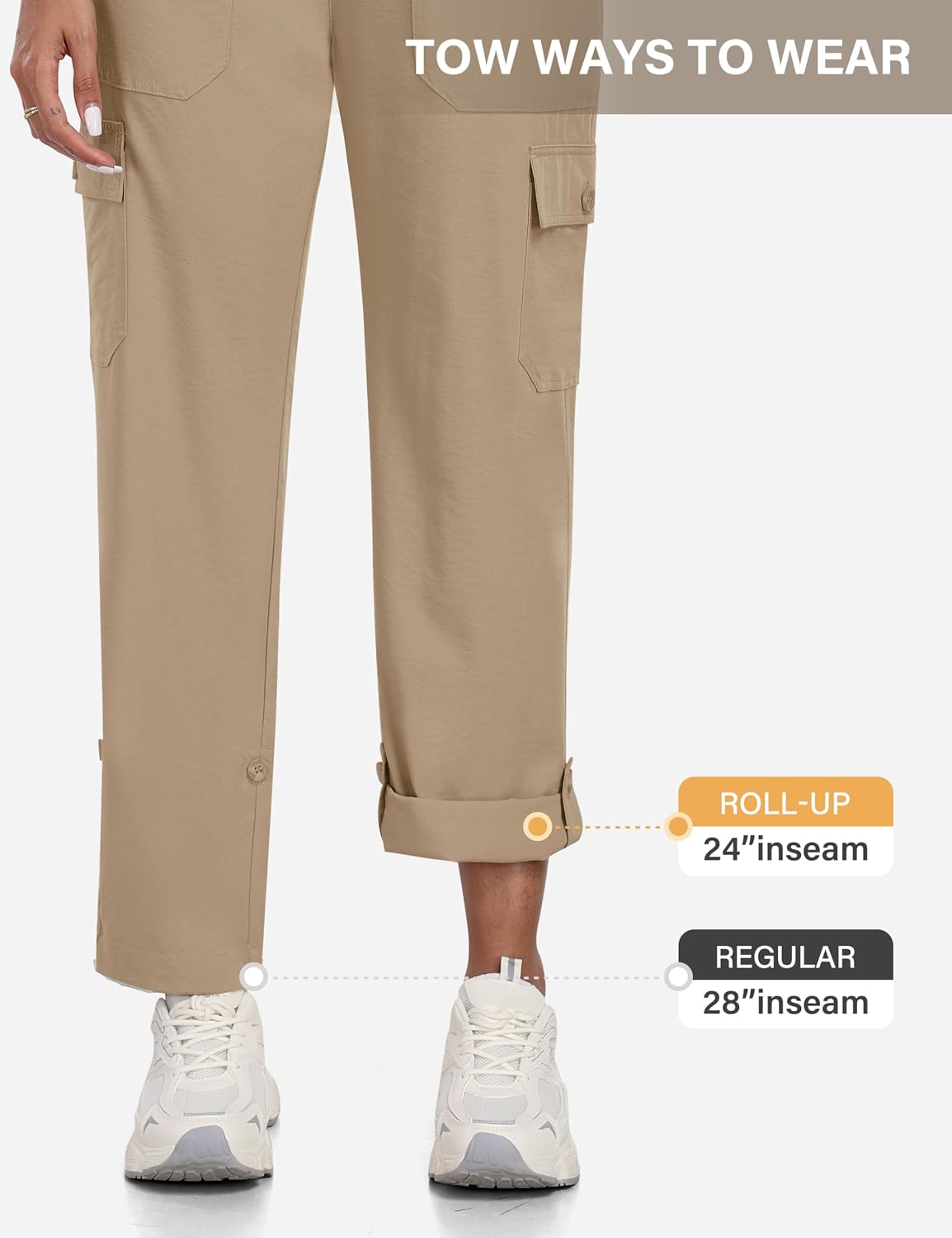 Detalle 2 de JINSHI Pantalon de Randonnée Femme Cargo 3/4