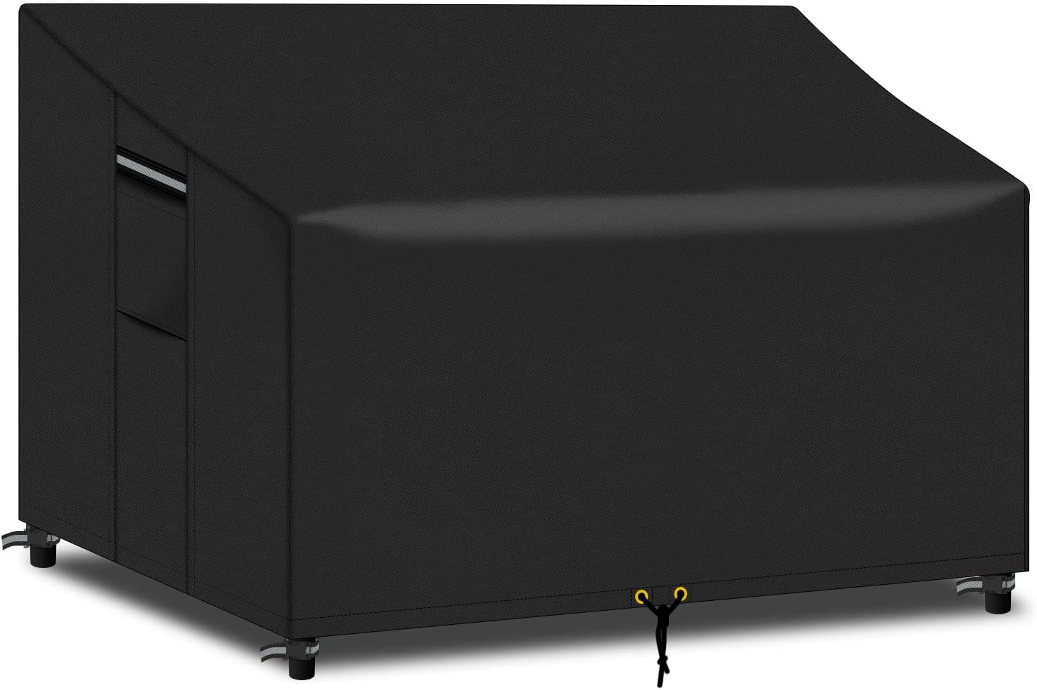 Detalle de PATIO PLUS 2 Seater Garden Bench Cover Waterproof with Air Vent (134x66x63/89cm) – Tear-Resistant 600D Oxford, Black