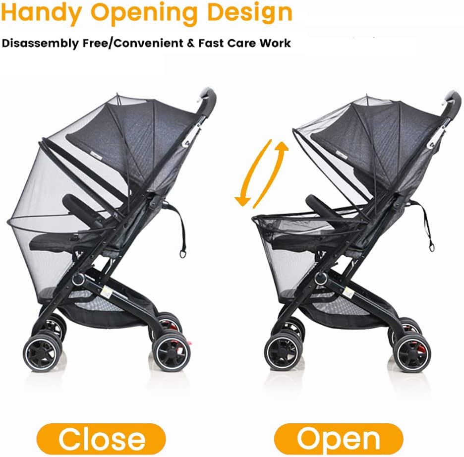 Detalle de Orzbow Mosquito Net for Pram – Universal pram, buggy and car seat bug net with zippers (black)