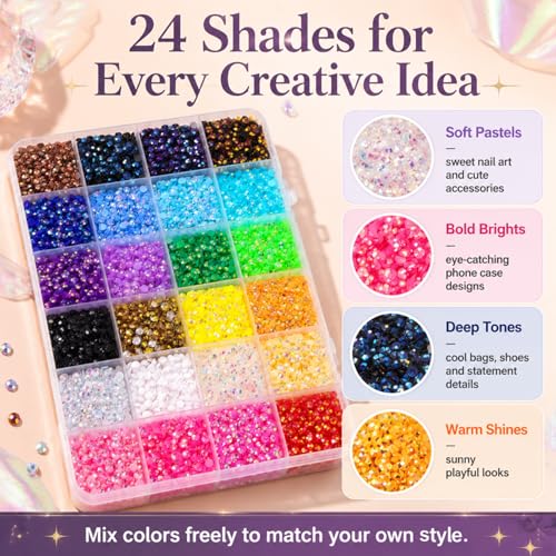 Thumbnail 7 de SwanQueen 24 Colours Bedazzling Kit with Glues, Rhinestone Set for Crafts & Nails