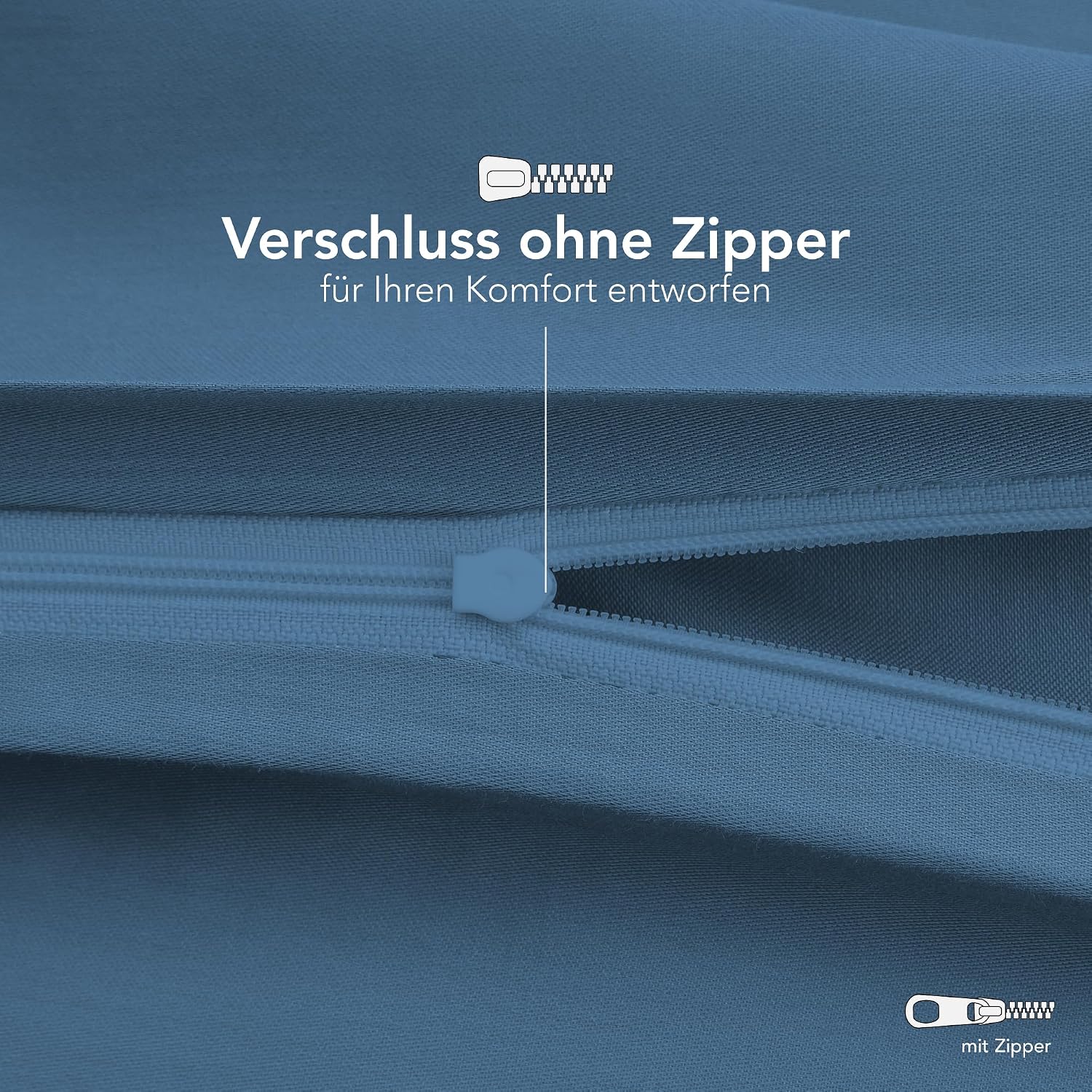 Detalle de Dreamzie Kissenbezug 40x40 Blau – 2er Set, OEKO-TEX, Jersey Baumwolle