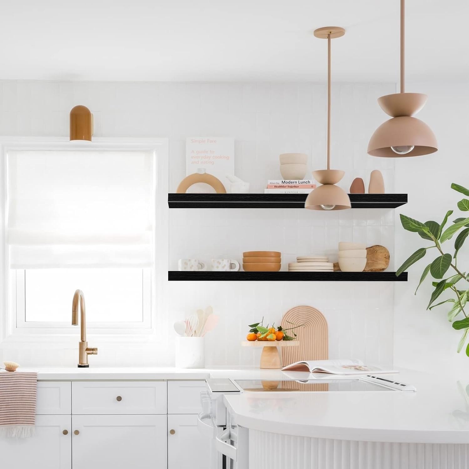 Thumbnail 6 de QEEIG mounted-bathroom-shelves Floating Shelves, Black, 47.2-Inch Set of 2