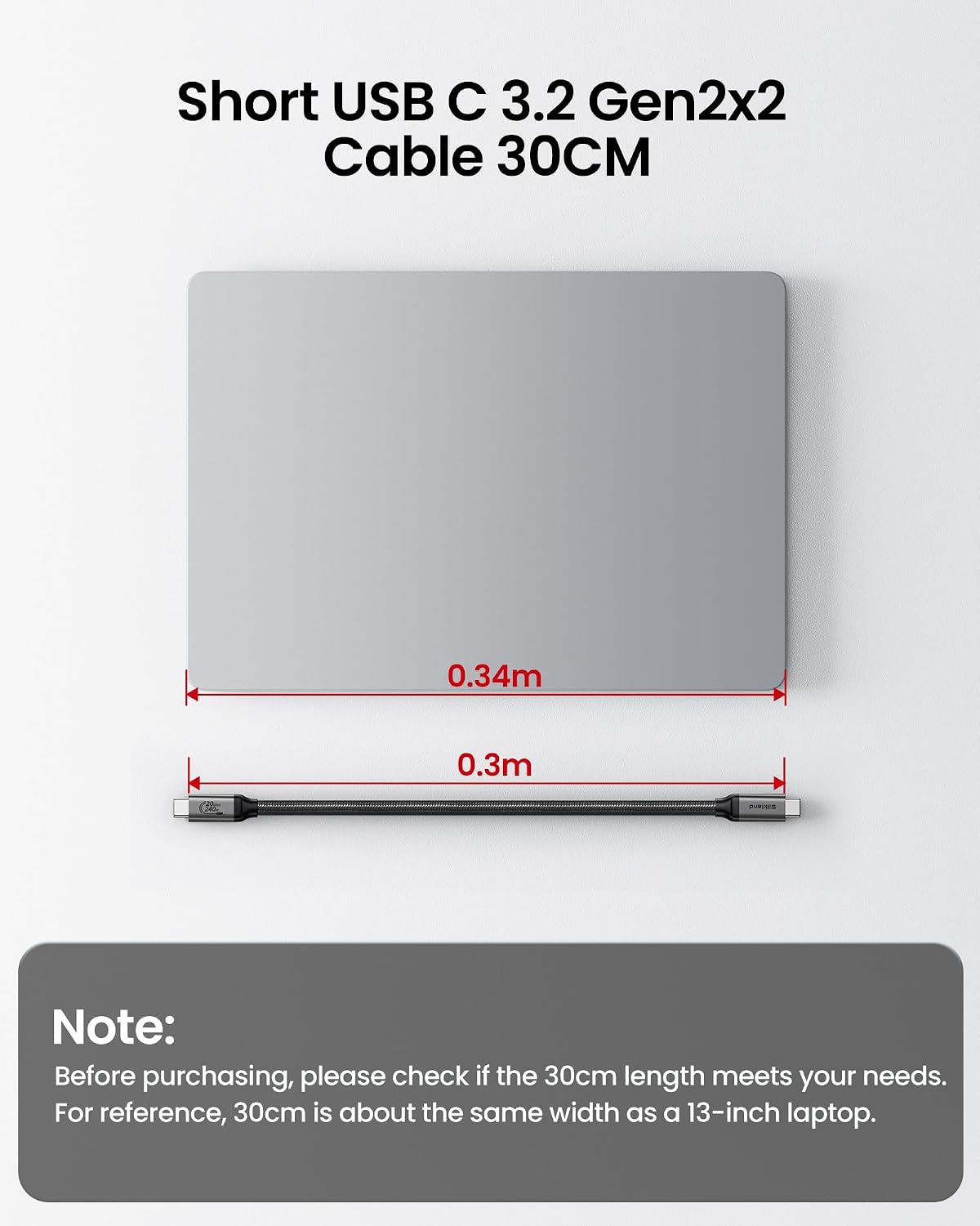 Detalle 2 de Silkland S3501 USB-C Cable, 20Gbps, 240W, 1 ft Braided