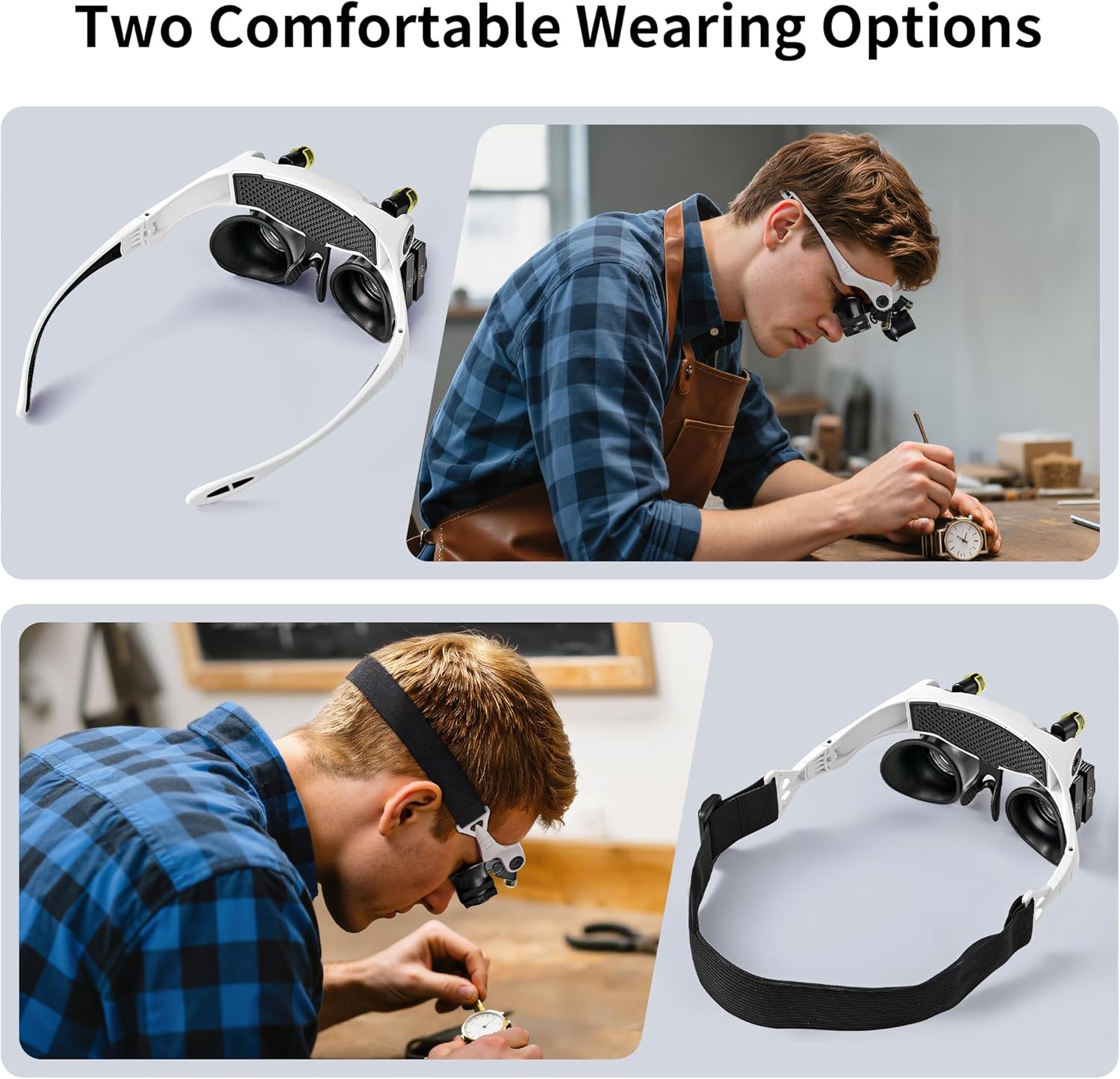 Detalle de JARLINK Magnifying Glasses with LED Light: Hands-Free Headband Magnifier with 14 Interchangeable Lenses